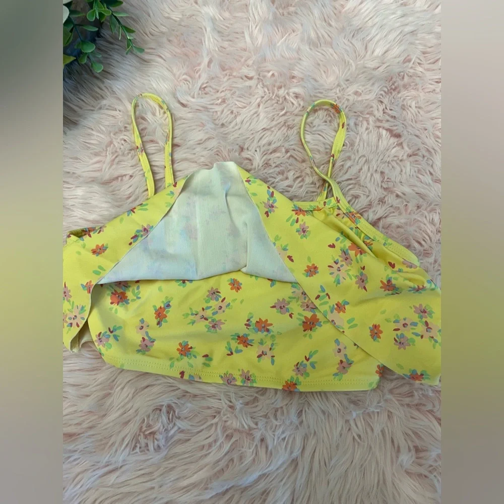 OshKosh B’gosh Yellow Ditsy Floral Ruffle 2 Piece Hi Waisted Bikini Sz 14 Girls‎